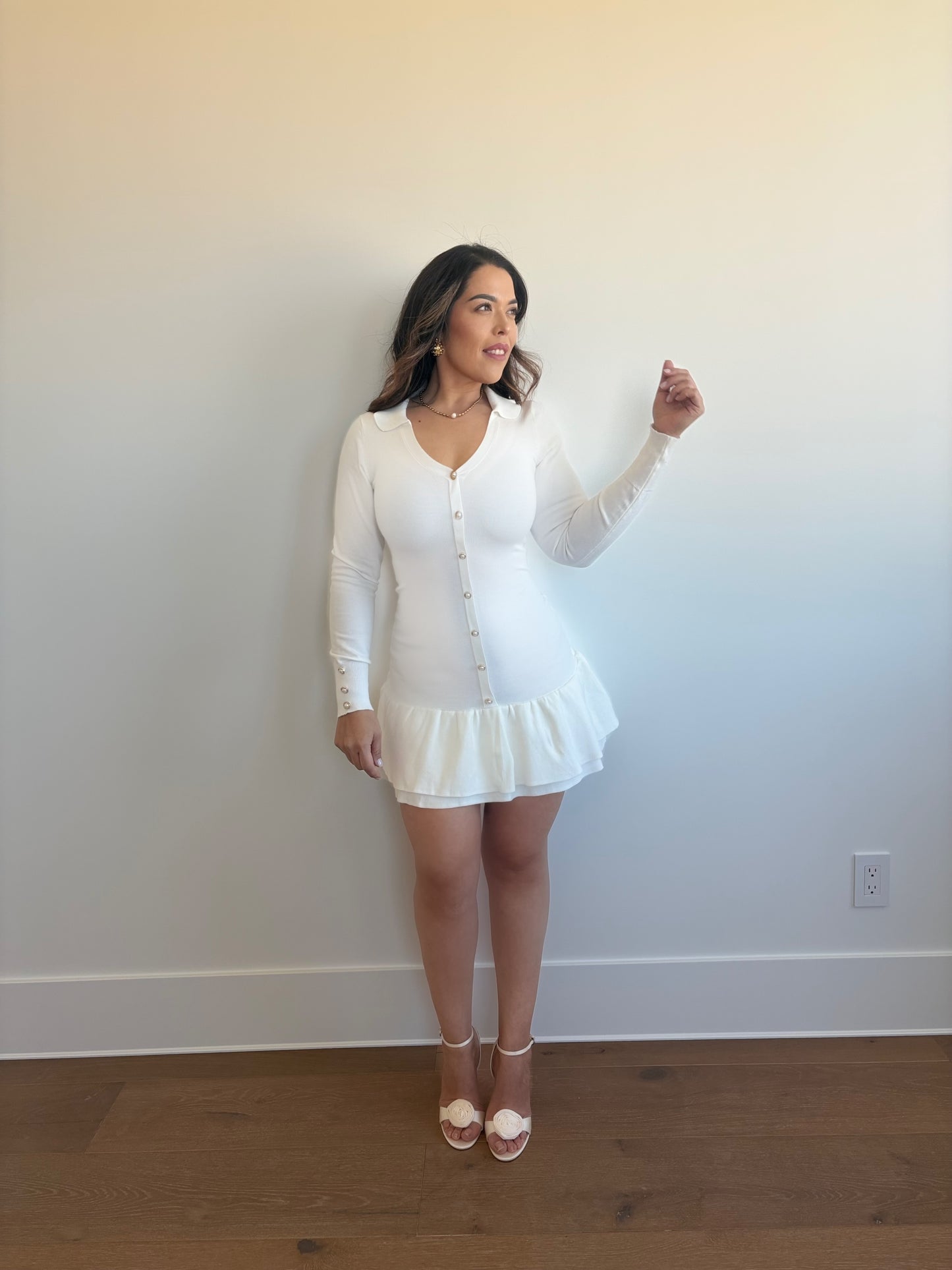 Pearl Ruffle Knit Dress