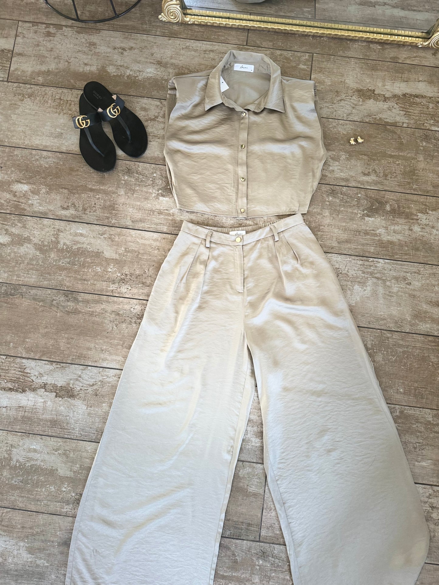 Olive silk set